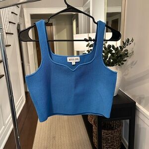 Whiteroom+Cactus Blue Ribbed Crop Tank Top